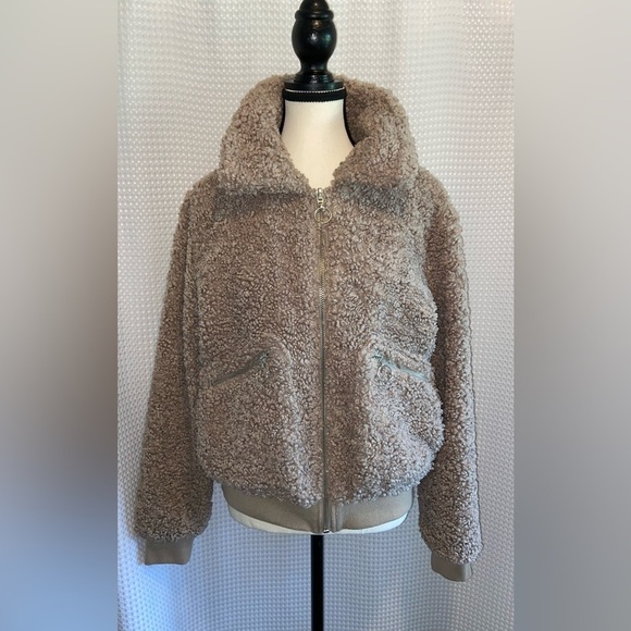 Women’s GARAGE beige bomber style teddy coat size MEDIUM‎ - Picture 3 of 15